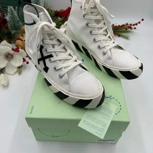 Men’s off-white mid top vulcanize sneaker size 40 - Picture 2 of 8